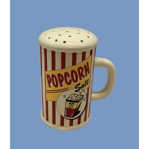 MSRF Design Studio Popcorn Salt Shaker Red Striped w/ Handle 5.5" Ceramic Retro